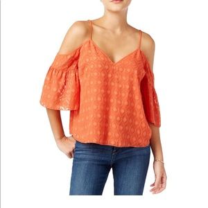 Guess Orange cold shoulder bell sleeve